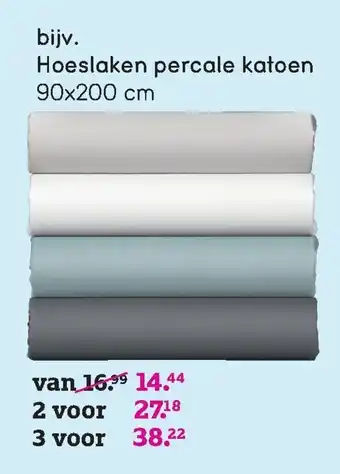 Hoeslaken percale katoen 90x200cm