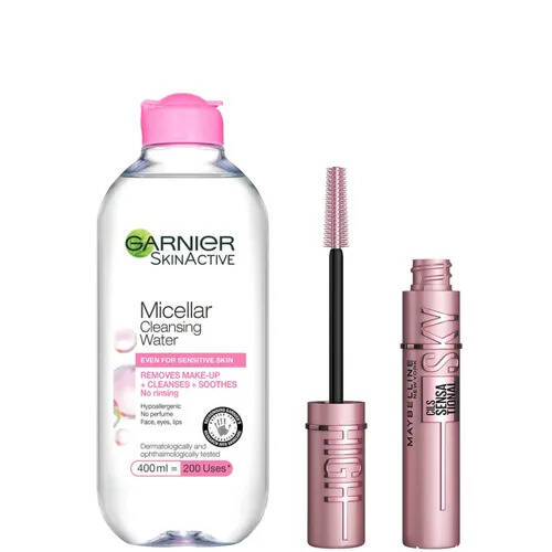 Maybelline sky high mascara en garnier micellair water set promotie bij