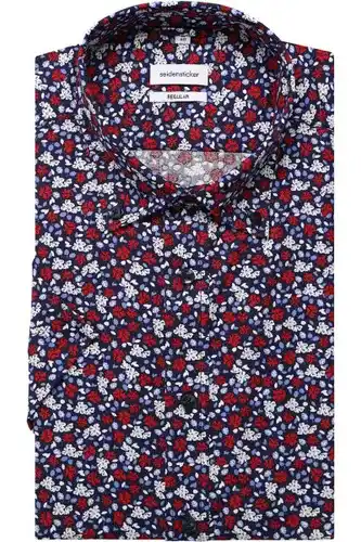 Seidensticker regular fit overhemd korte mouw blauw/rood