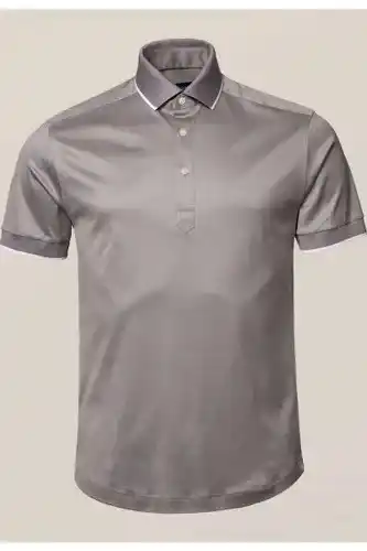 Eton slim fit polo shirt korte mouw lichtgrijs