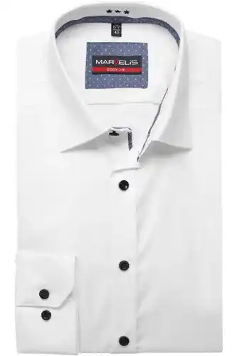 Marvelis body fit overhemd wit, effen