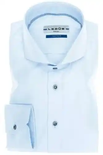 Overhemden.com Ledûb ledȗb tailored fit overhemd blauw, effen aanbieding
