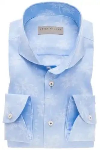 John miller tailored fit overhemd blauw, motief
