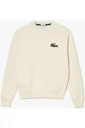 Lacoste classic fit sweatshirt ritssluitingecru, effen