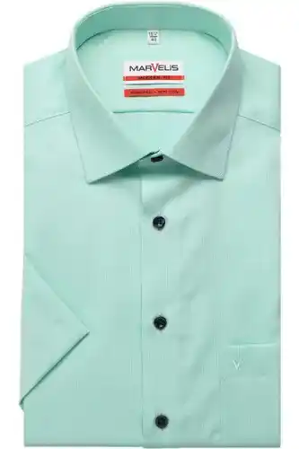 Overhemden.com Marvelis modern fit overhemd korte mouw lichtgroen aanbieding