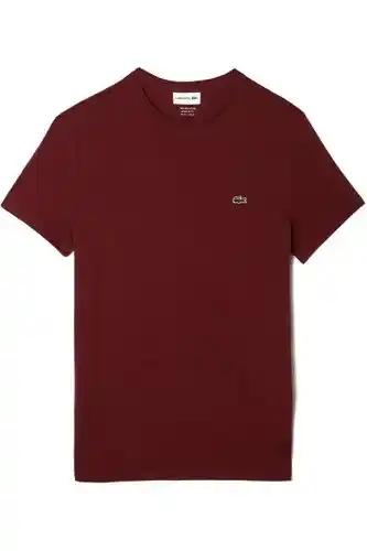 Overhemden.com Lacoste regular fit t-shirt ronde hals wijnrood, effen aanbieding