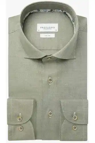 Profuomo slim fit overhemd groen, effen
