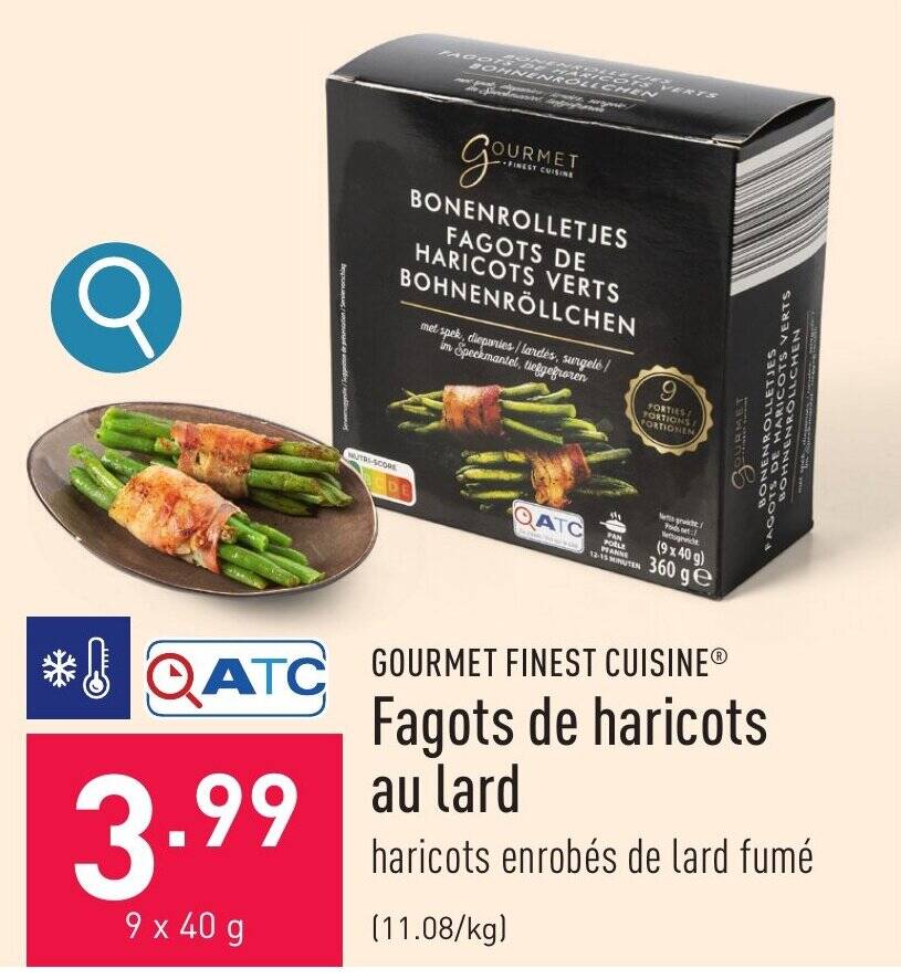Fagots de haricots au lard 9 x 40 g promotie bij ALDI