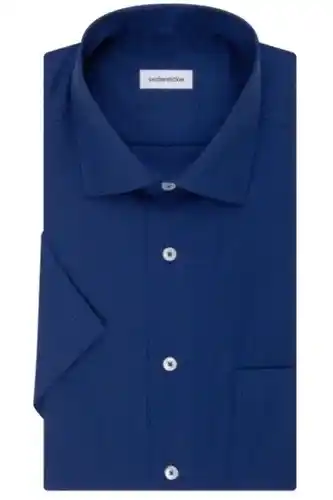 Seidensticker regular fit overhemd korte mouw blauw