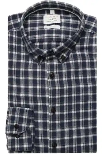 Olymp level five smart casual body fit overhemd marine, ruit