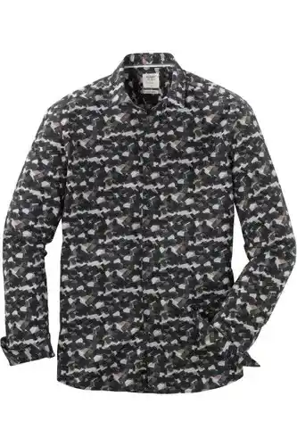 Olymp level five smart casual body fit overhemd groen, motief
