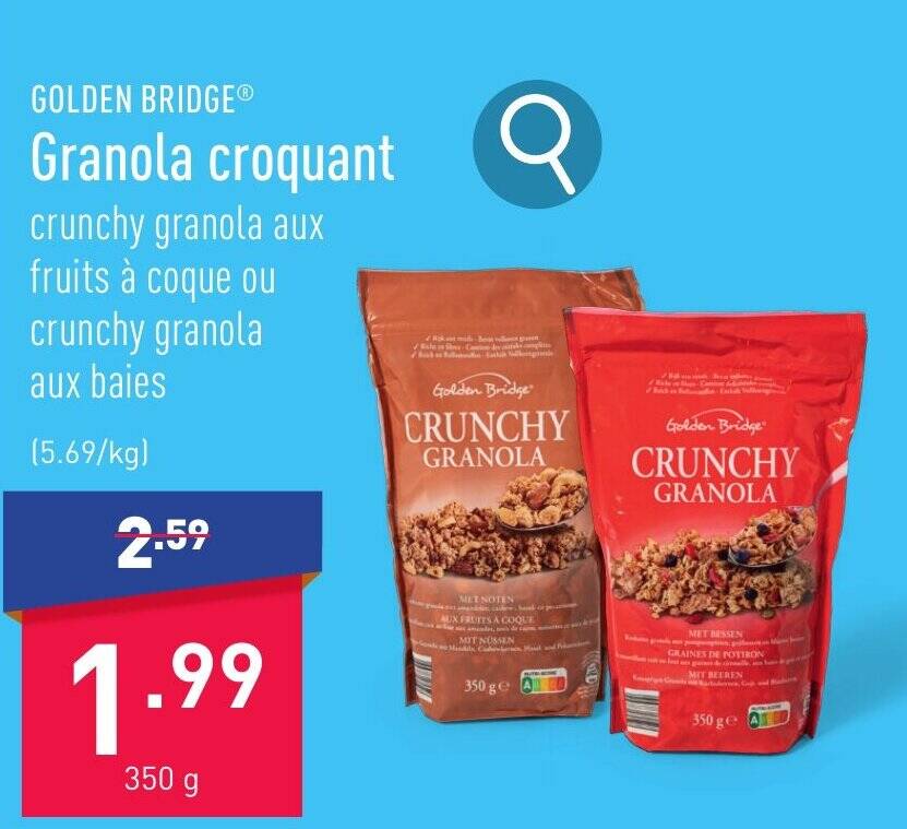 Granola croquant 350 g promotie bij ALDI