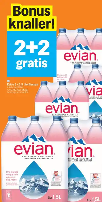 Albert Heijn Evian 6 x 1.5 literflessen aanbieding