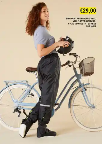 SURPANTALON PLUIE VELO VILLE AVEC COUVRE-CHAUSSURES INTEGREES 100 NOIR
