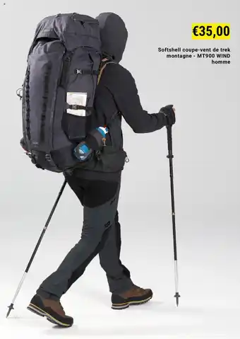 Softshell coupe-vent de trek montagne - MT900 WIND homme