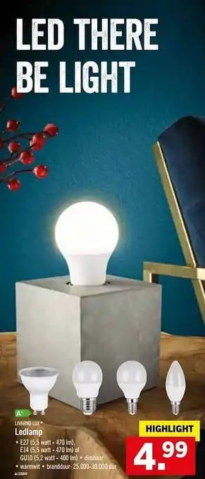 Lidl Ledlamp Livernolux warmwit en dimbaar aanbieding