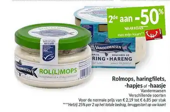 Intermarché Rolmops, Haringfilets, -hapjes Of -haashe Vandermaesen aanbieding