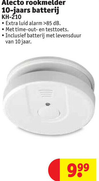 Kruidvat Alecto rookmelder 10-jaars batterij KH-210 aanbieding