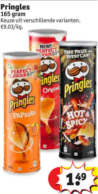 Kruidvat Pringles 165g aanbieding