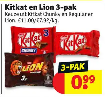 Kruidvat Kitkat en lion 3-pak aanbieding