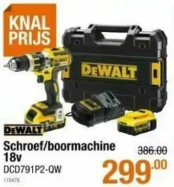 Cevo Dewalt schroef-boormachine 18v dcd791p2-qw aanbieding