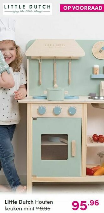 Baby & Tiener Little dutch houten keuken mint aanbieding