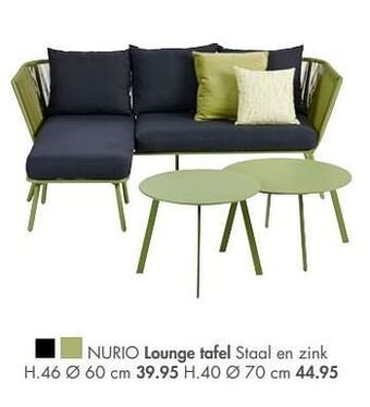 Nurio lounge tafel staal en zink