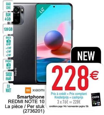 Cora Xiaomi smartphone redmi note 10 aanbieding