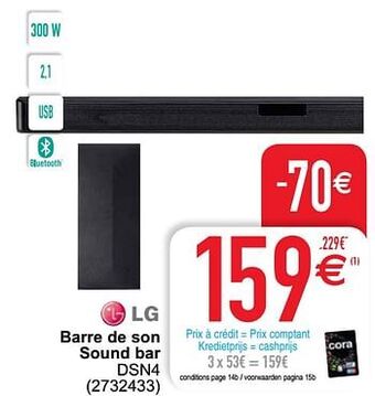 Cora Lg barre de son sound bar dsn4 aanbieding