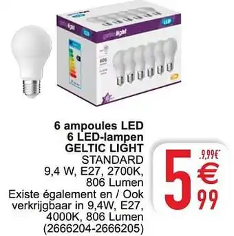 6 ampoules led 6 led-lampen geltic light standard