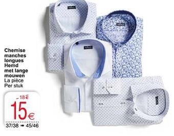Chemise manches longues hemd met lange mouwen