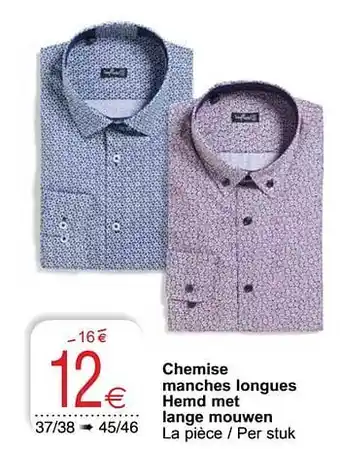 Cora Chemise manches longues hemd met lange mouwen aanbieding