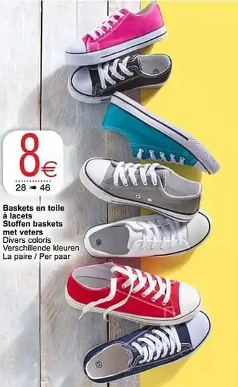 Cora Baskets en toile à lacets stoffen baskets met veters aanbieding