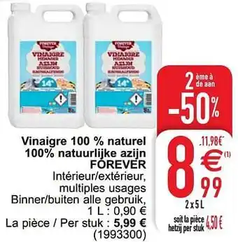 Cora Vinaigre 100 % naturel 100% natuurlijke azijn forever aanbieding
