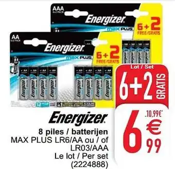 Cora 8 piles - batterijen max plus lr6-aa ou - of lr03-aaa aanbieding