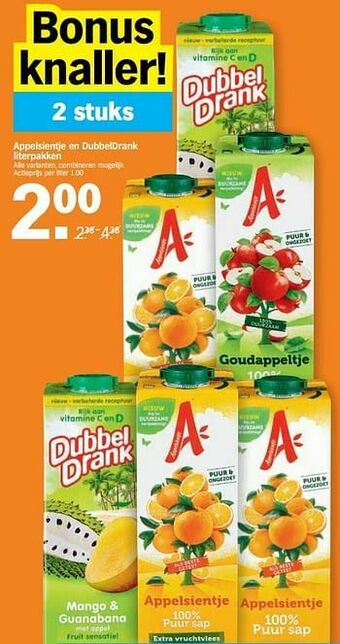 Albert Heijn Appelsientje en dubbeldrank aanbieding