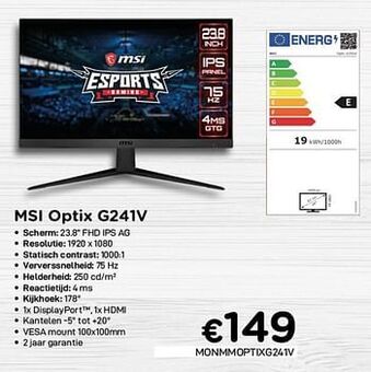CompuDeals Msi optix g241v aanbieding