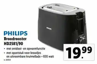 Lidl Philips broodrooster hd2581-90 aanbieding