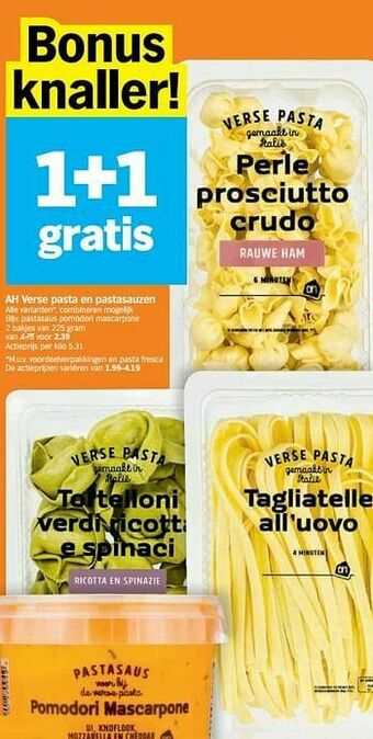 Albert Heijn Pastasaus pomodori mascarpone aanbieding