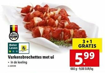 Lidl Varkensbrochettes met ui aanbieding