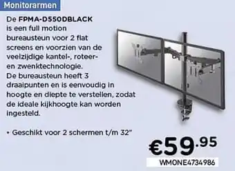 CompuDeals Newstar monitor bureausteunen fpma-d550dblack aanbieding