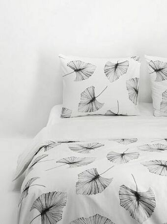 HEMA HEMA Dekbedovertrek Zacht Katoen Bladeren Zwart Wit/zwart (wit/zwart) aanbieding