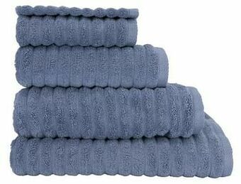HEMA HEMA Handdoek Katoen Ribbel Blauwgrijs (blauw) aanbieding