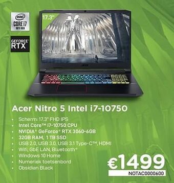 CompuDeals Acer nitro 5 intel i7-10750 aanbieding