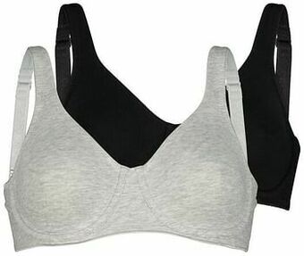 HEMA HEMA T-shirt Bh Katoen - 2 Stuks Grijsmelange (grijsmelange) aanbieding