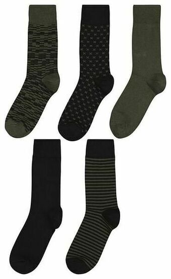 HEMA HEMA Herensokken Zigzag - 5 Paar Legergroen (legergroen) aanbieding