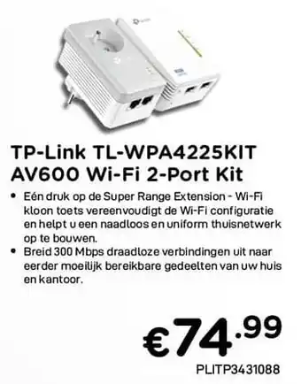 CompuDeals Tp-link tl-wpa4225kit av600 wi-fi 2-port kit aanbieding