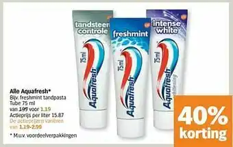 Albert Heijn Freshmint tandpasta tube aanbieding