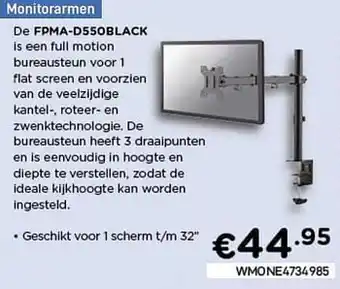 CompuDeals Newstar monitor bureausteunen fpma-d550black aanbieding