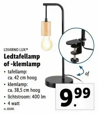 Lidl Livarno lux ledtafellamp of -klemlamp aanbieding